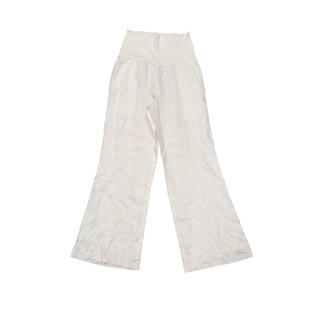Lafayette 148‎ Pants Women 6 White Good Linen Wide Leg High Waist Trousers